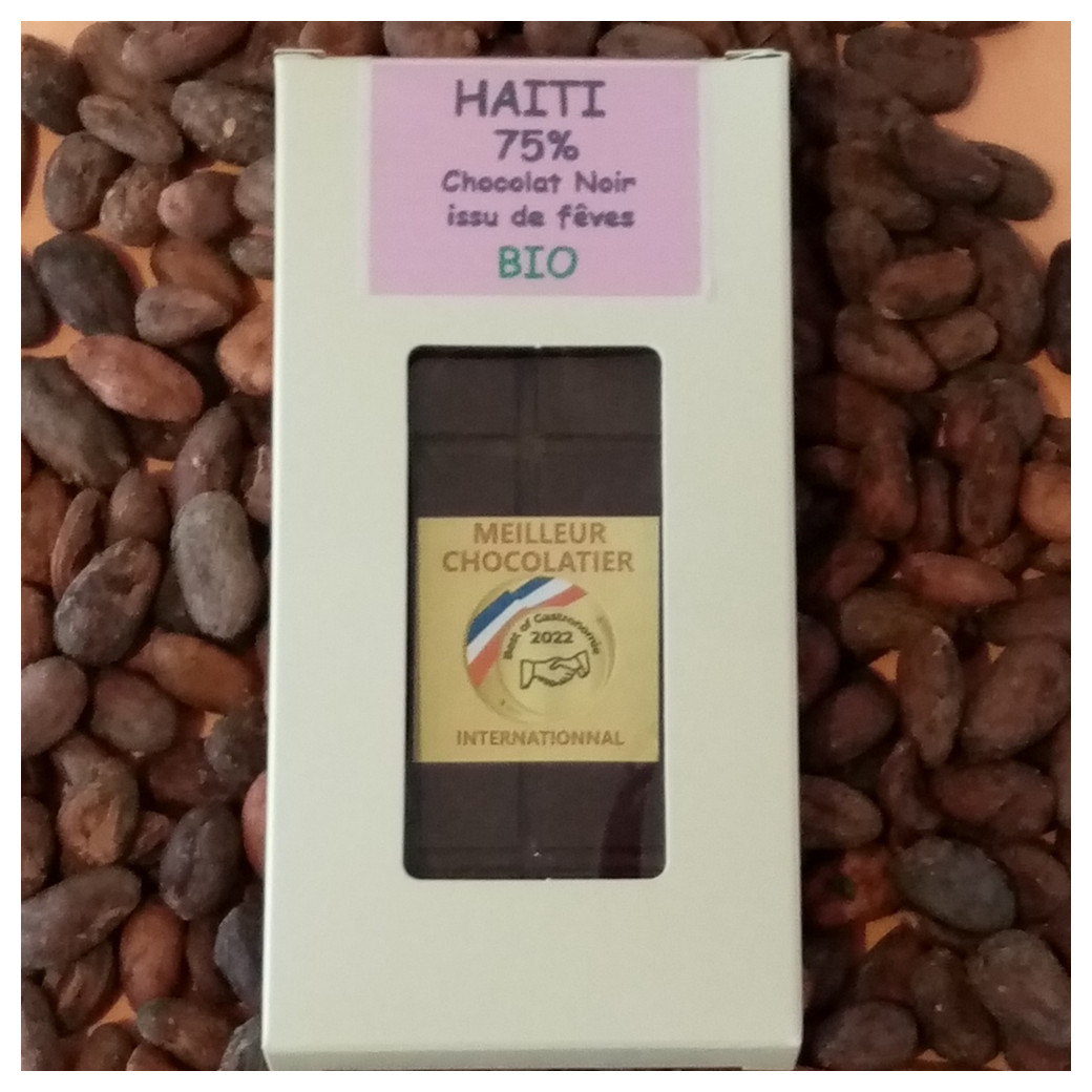 Plaque 100g Chocolat Noir origine Haïti 75%