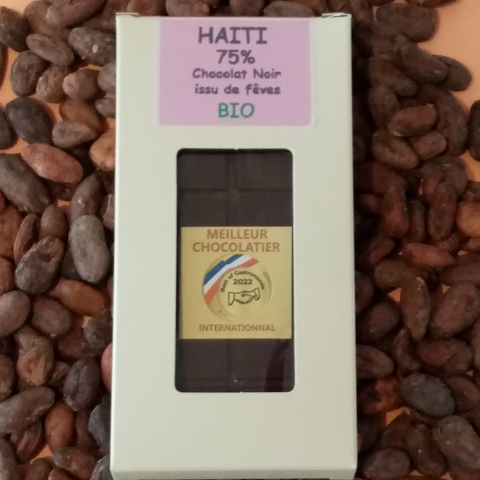 Plaque 100g Chocolat Noir origine Haïti 75%