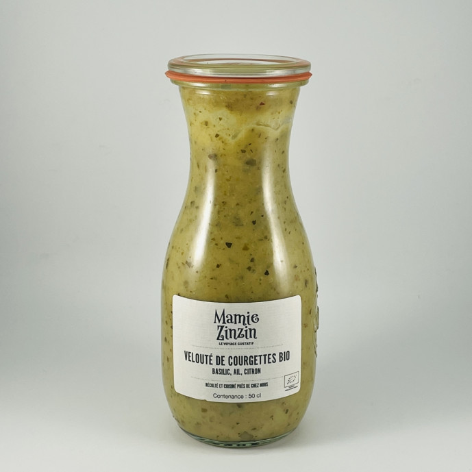 Velouté bio de courgettes au basilic, à l'ail et au citron 50cl (1 personne)
