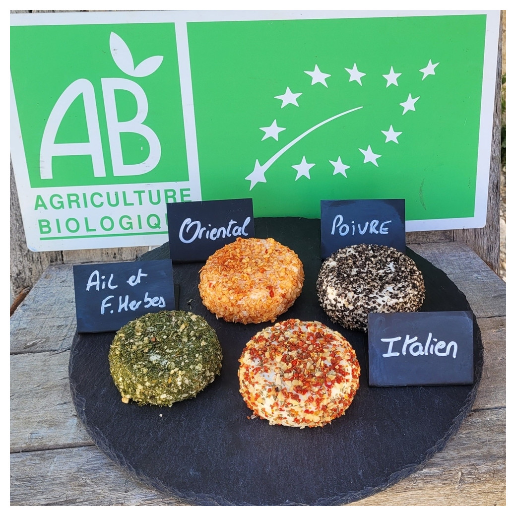 Cabri Bio 100g Nature, Ail et fines herbes, Poivre, Italien et Oriental
